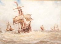 SHIPPING IN STORMY SEAS by Frederick James Aldridge at Ross's Online Art Auctions
