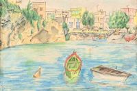ROWING BOATS, SPAIN by Continental School at Ross's Online Art Auctions