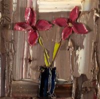 RED FLOWERS IN VASE by Colin Flack at Ross's Online Art Auctions