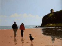 WALKING THE DOG NEAR MUSSENDEN TEMPLE by Gregory Moore at Ross's Online Art Auctions