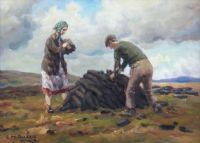 STACKING TURF, THE GLENS by Charles McAuley at Ross's Online Art Auctions
