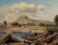 RED BAY & LURIG MOUNTAIN by Charles McAuley at Ross's Online Art Auctions