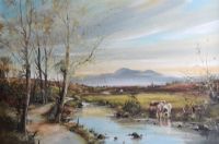 CATTLE DRINKING by Frank Fitzsimons at Ross's Online Art Auctions
