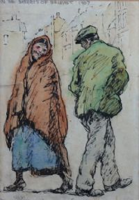IN THE STREETS OF BELFAST, 1907 by William Conor RHA RUA at Ross's Online Art Auctions