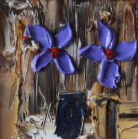 PURPLE FLOWERS IN VASE by Colin Flack at Ross's Online Art Auctions