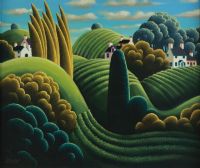 TREES IN THE HILLS by George Callaghan at Ross's Online Art Auctions