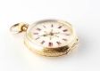 LADY'S 14CT GOLD FOB WATCH WITH WHITE PORCELAIN DIAL at Ross's Online Art Auctions