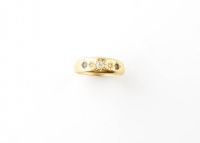 18CT GOLD, SAPPHIRE & DIAMOND FIVE STONE RING at Ross's Online Art Auctions