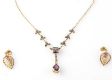 9CT GOLD, SEED PEARL & AMETHYST DROP PENDANT ON CHAIN WITH MATCHING 9CT GOLD & AMETHYST EARRINGS at Ross's Online Art Auctions