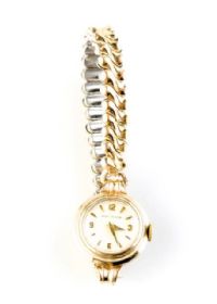 LADY'S 9CT GOLD JAEGER LE COULTRE WRIST WATCH WITH METAL EXPANDING BRACELET STRAP at Ross's Online Art Auctions