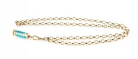 9CT GOLD CHAIN WITH YELLOW METAL & ENAMEL DANCE PENCIL at Ross's Online Art Auctions