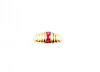 18CT GOLD & RUBY THREE STONE RING at Ross's Online Art Auctions