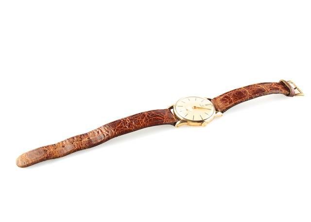 GENT'S 9CT GOLD VERITY WRIST WATCH WITH TAN LEATHER STRAP at Ross's Online Art Auctions