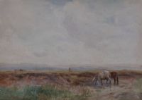 HORSES WATERING by Claude Hayes RI ROI at Ross's Online Art Auctions