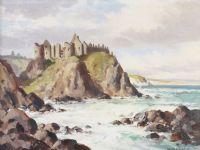 DUNLUCE CASTLE, THE ANTRIM COAST by Maurice Canning Wilks ARHA RUA at Ross's Online Art Auctions