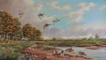DUCKS LANDING by Robert W. Milliken at Ross's Online Art Auctions