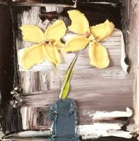 YELLOW FLOWERS IN GREY VASE by Colin Flack at Ross's Online Art Auctions