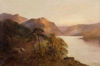 TREES BY THE LOCH by Montgomery Ansell at Ross's Online Art Auctions