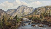 RIVER THROUGH THE MOUNTAINS by William Henry Burns at Ross's Online Art Auctions