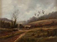 WOODPIGEON OVER GREYABBEY by Robert B. Higgins at Ross's Online Art Auctions