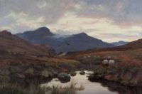 SHEEP BY THE STREAM by William Dalglish at Ross's Online Art Auctions