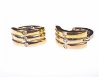 PAIR OF GOLD & DIAMOND EARRINGS (THREE COLOURS) at Ross's Online Art Auctions