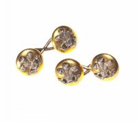 PAIR OF GOLD PLATED CUFFLINKS MOUNTED WITH PRINCE OF WALES FEATHERS at Ross's Online Art Auctions
