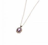 9CT GOLD, AMETHYST & SEED PEARL PENDANT ON FINE 9CT GOLD CHAIN at Ross's Online Art Auctions