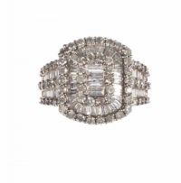 ART DECO STYLE 9CT WHITE GOLD & DIAMOND CLUSTER RING at Ross's Online Art Auctions