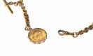 9CT GOLD ALBERT CHAIN & SOVEREIGN FOB at Ross's Online Art Auctions