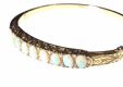 9CT GOLD, OPAL & DIAMOND CLUSTER BANGLE at Ross's Online Art Auctions