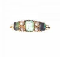 18CT GOLD, EMERALD & SEED PEARL RING at Ross's Online Art Auctions