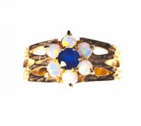 9CT GOLD, SAPPHIRE & OPAL CLUSTER RING at Ross's Online Art Auctions