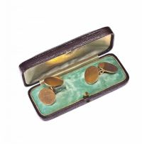 PAIR OF 15CT GOLD OVAL CUFFLINKS at Ross's Online Art Auctions