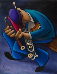 PLAYING THE PIPES by George Callaghan at Ross's Online Art Auctions