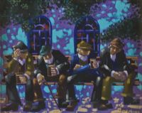 A CHAT ON THE BENCH by George Callaghan at Ross's Online Art Auctions
