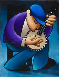BANJO PLAYER by George Callaghan at Ross's Online Art Auctions