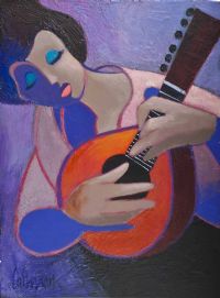 GIRL & MANDOLIN by George Callaghan at Ross's Online Art Auctions