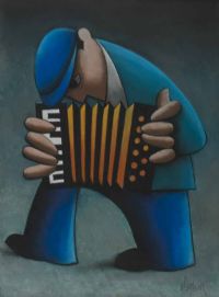 THE ACCORDIAN PLAYER by George Callaghan at Ross's Online Art Auctions