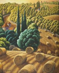 ROLLS OF HAY, FRANCE by George Callaghan at Ross's Online Art Auctions