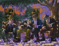 FOUR MEN IN THE SUN by George Callaghan at Ross's Online Art Auctions