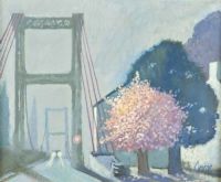 TREES BY THE BRIDGE by George Callaghan at Ross's Online Art Auctions