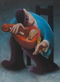 THE HURDY GURDY PLAYER by George Callaghan at Ross's Online Art Auctions