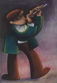 THE PENNY WHISTLE PLAYER by George Callaghan at Ross's Online Art Auctions