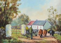 BRINGING IN THE CATTLE by Nigel Allison at Ross's Online Art Auctions