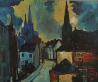 STREET IN OMAGH by John F. Hunter RUA ARCA at Ross's Online Art Auctions