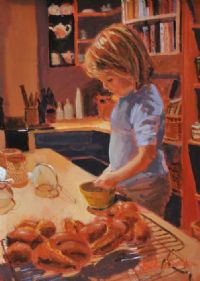 IN THE KITCHEN by Rowland Davidson at Ross's Online Art Auctions