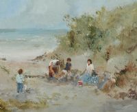 BEACH PICNIC by Tom Kerr at Ross's Online Art Auctions