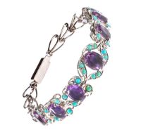 SILVER AMETHYST AND TURQUOISE BRACELET at Ross's Online Art Auctions