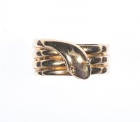 9 CARAT GOLD SNAKE RING at Ross's Online Art Auctions